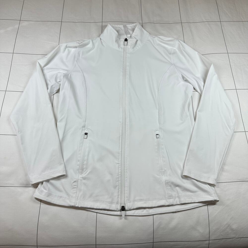 Lulu-B Jacket Womens Medium White Lightweight Full Zip Golf Performance Active